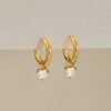 Buy 18K Gold-Plated Heart Charm Hoop Earrings – Zaishree