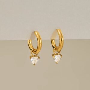 Buy 18K Gold-Plated Heart Charm Hoop Earrings – Zaishree