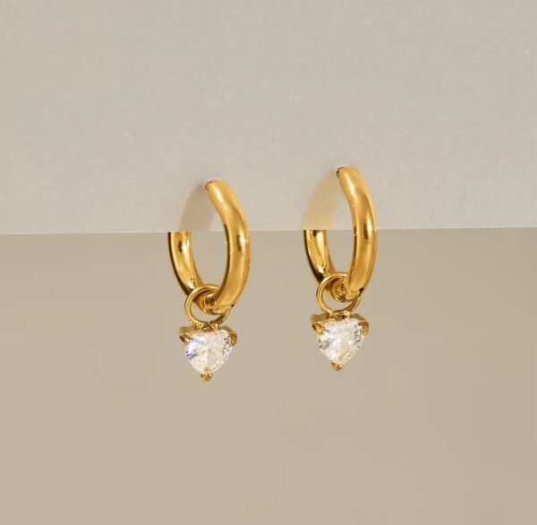 Buy 18K Gold-Plated Heart Charm Hoop Earrings – Zaishree